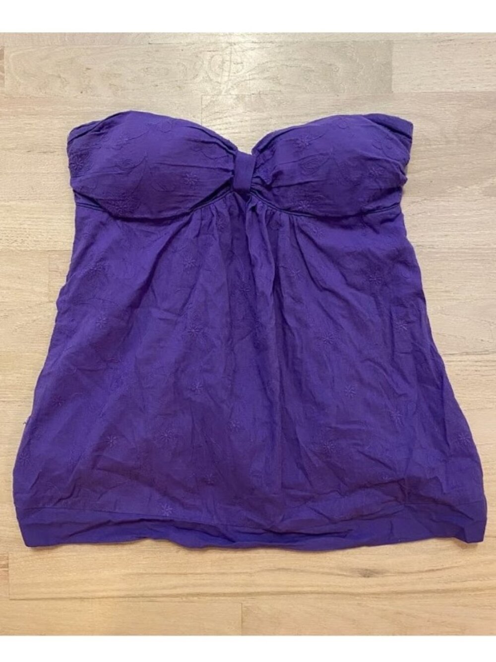 Forever 21 Vintage Purple Strapless Babydoll Tie Back Top size Large